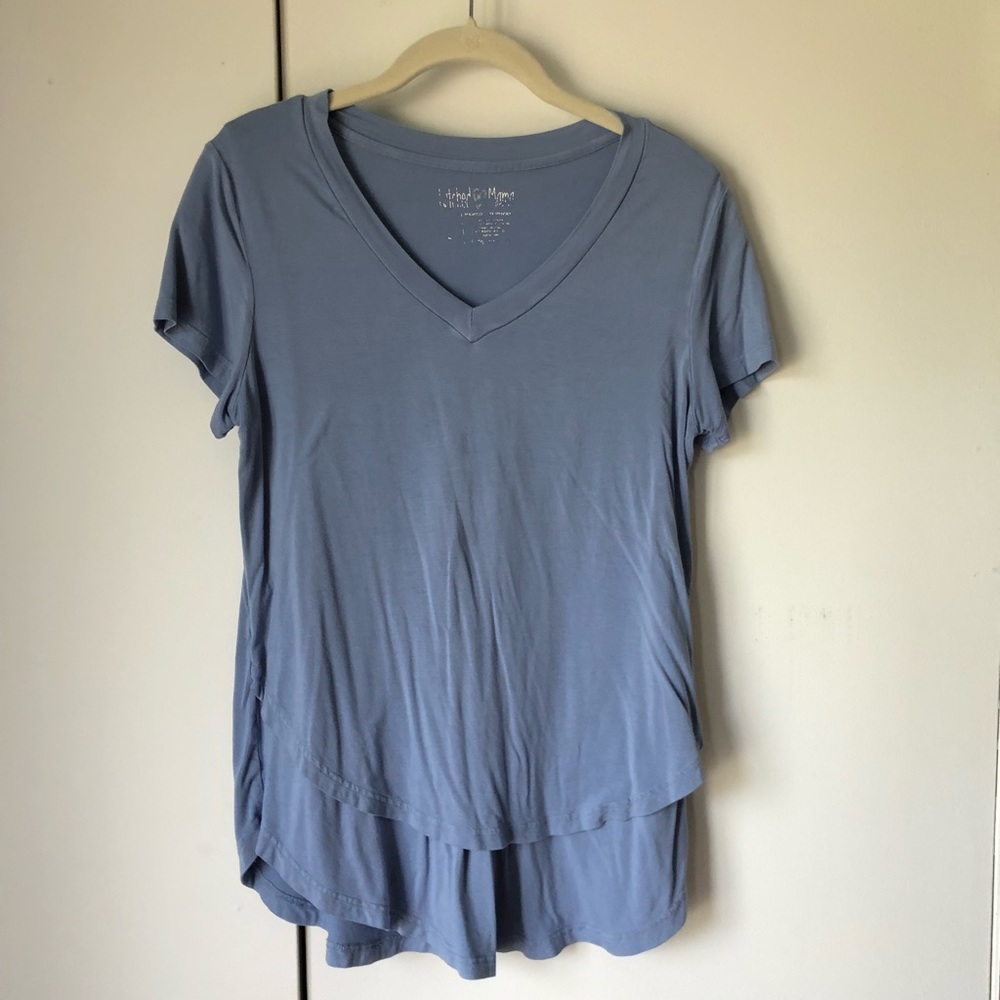 Blue Latched Mama short sleeve nursing tee
